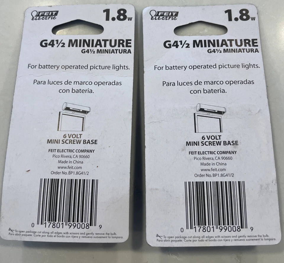 2 x 2-Packs Feit 1.8w G4½ Miniature Bulbs 6v Only Mini Screw Base New - Image 2 of 2