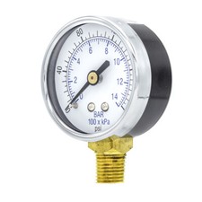 Dry Lower Mount Pressure Gauge with 2" Dial, 0-200 PSI, 1/4" Male