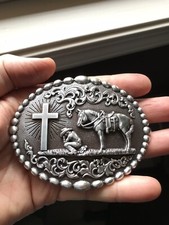 Nocona Buckle. Silver Cowboy and the Cross