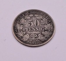 M&uuml;nze Coin 50 Pfennig Kaiserreich 1877 A sehr sch&ouml;n Silber J&auml;ger 8