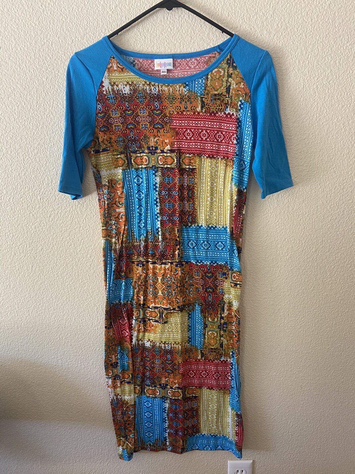 LulaRoe Julia Multicolor Patchwork Dress Size X S… - image 1
