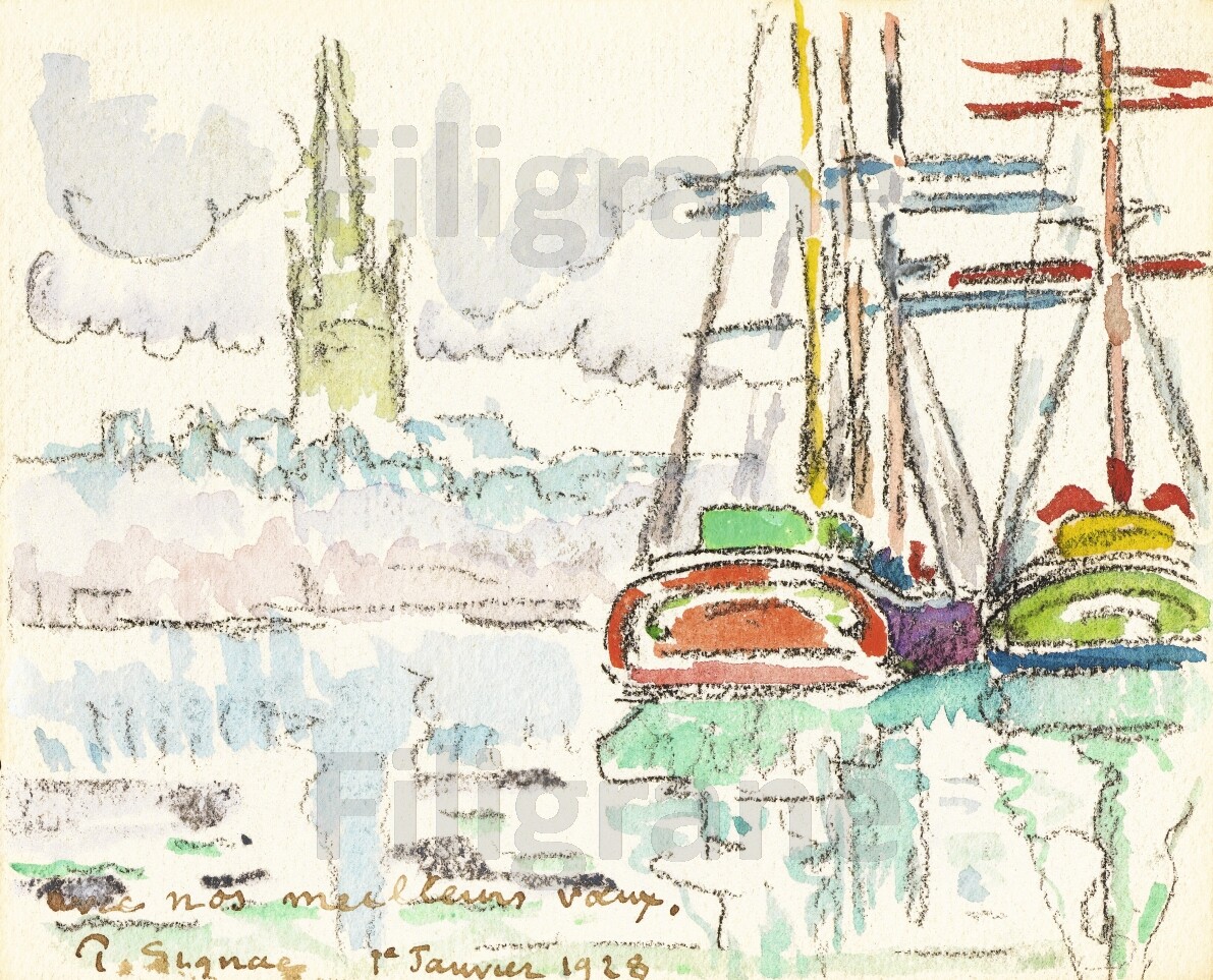 Reproduction tableau Signac St Malo poster paysage mer de dimensions 50x70 cm
