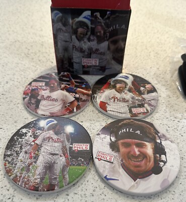 Philadelphia Phillies Coaster Set Fightin Phils Fan Club Set Of 4