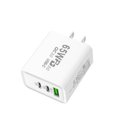 Fast Charger with 65W Power Delivery 3.0, 3 Ports, Qualcomm Quick Charge