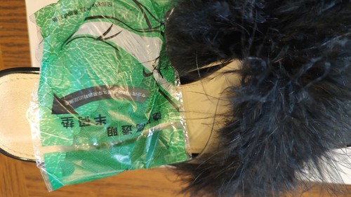 HEIYOM Square Toe Mules Sandals Fluffy Feather Slip On Size 39 US 8 NEW - Picture 3 of 4