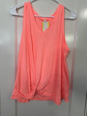 All In Motion Active Orange Knotted Waist Ribbed Tank Top Size XL