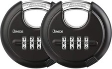 Combination Disc Padlocks For Outdoor Heavy Duty 4 Digit Code Lock 2 pack NIB.