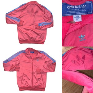 adidas 3 stripe pink track jacket
