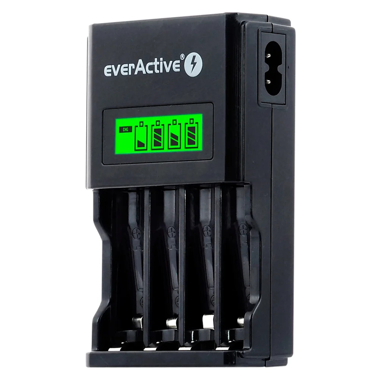 Chargeur piles universel EverActive NC-450B à 4 canaux intelligents en ABS noir