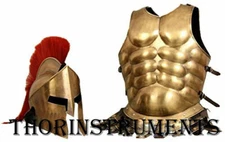 Muscle Jacket With Armor Spartan Helmet Brass Medieval Costume New Year Gift