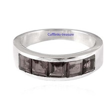 Natural Smoky Quartz Gemstones with 925 Sterling Silver Band For Men's 4311