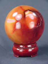 BUTW carnelian agate sphere 2.6" lapidary gemstone healing orb with stand 4174K
