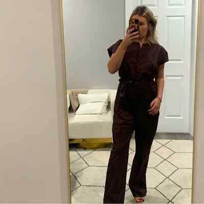 NWT Devotion Twins Jumpsuit Button Down Buckle Belt in Brown