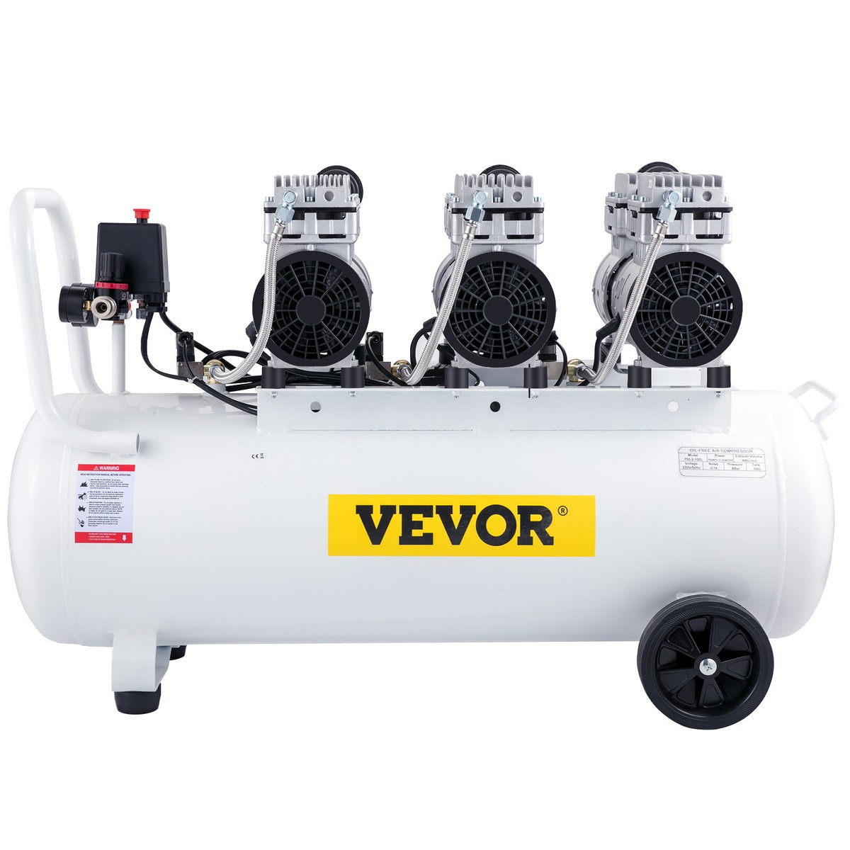 VEVOR Compresseur D'Air Sans Huile 8L – Ultra Silencieux 81 DB, 860W, 2.5 CFM, 8 Bar / 120 PSI – Idéal Pour Gonflage Pneus, Peinture, Clouage & Atelier Auto