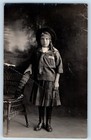 Child Girl Postcard RPPC Photo Wearing Uniform Studio c1910's Antique Unposted