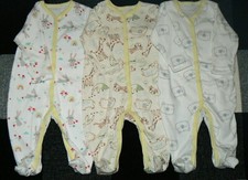 Newborn Long Sleeves Pajama Romper 3-6months 100 Cotton-3pc Pack
