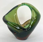 Seguso Murano Art Glass Sommerso Sculptural Glass Basket  Vintage MCM