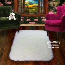 Shag Faux Fur Area Rug, Stadium Rectangle, Round Corners, Faux Sheepskin Carpet