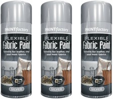 Silver Fabric & Vinyl Spray Paint 3 X 200ML Ideal For Leather Vinyl Fabric Paint
