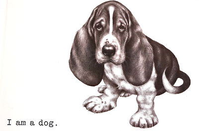 Boswell BASSET HOUND I am a Dog SWEET PUPPY Matted Vintage Art