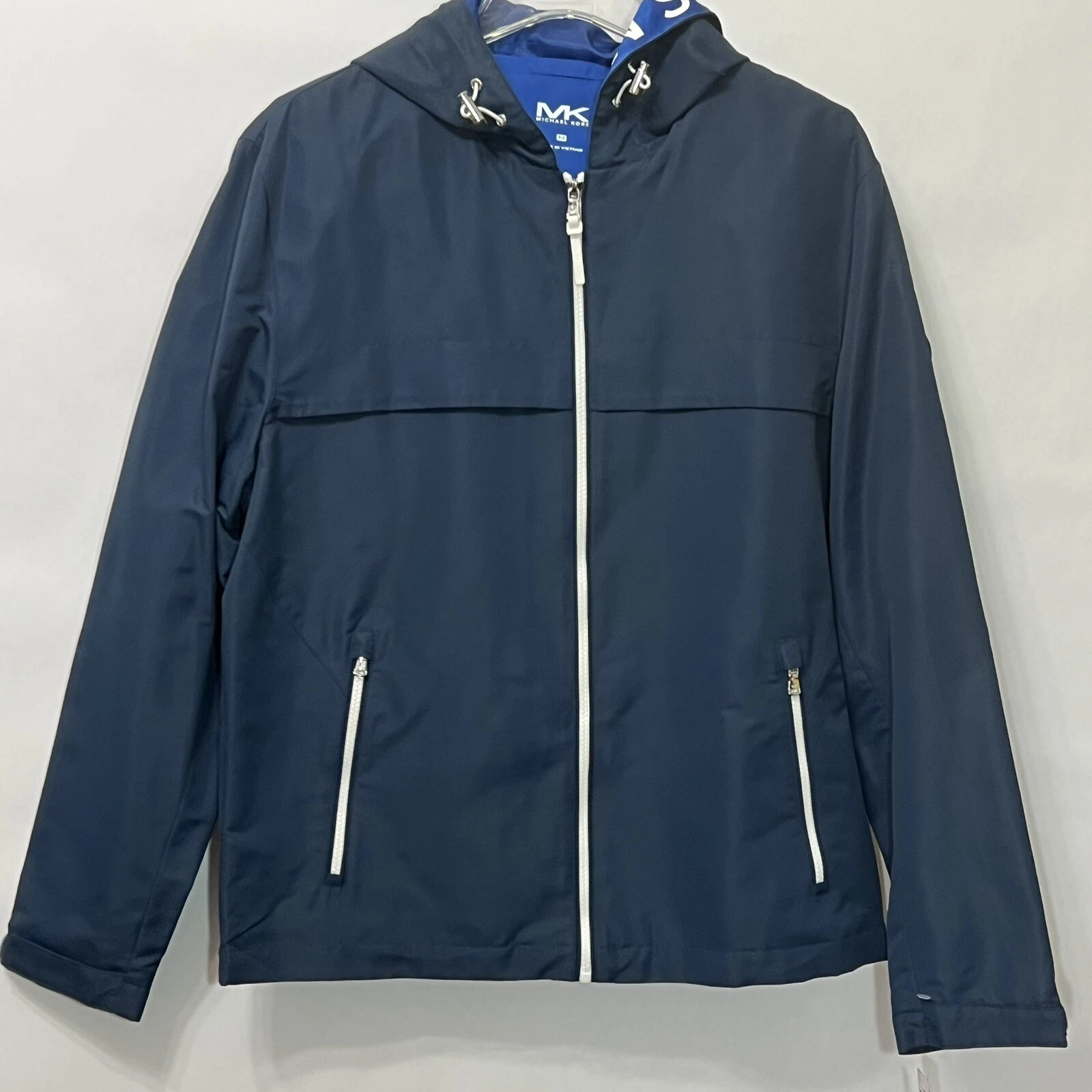 Giacca softshell MK Michael Kors nuova uomo taglia media cappotto con cappuccio giacca zip intera