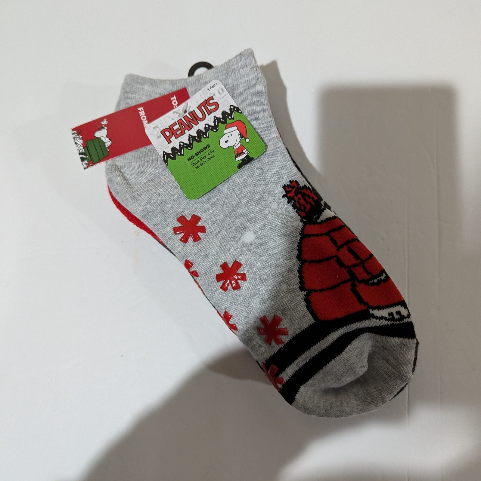 NEW 3-Pack No-Show Socks for Women Size 4-10 in Red White Gray Black-image
