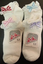 GIRLS VINTAGE 4 PK FASHION LOW CUT CUFF SOCK WITH LACE FITS SOCK 8-9 AGES 7-9