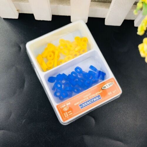 40pcs Dental Elastic Rubber Wedges - Matrix Matrices Dam Composite In 2 Sizes Yellow & Blue