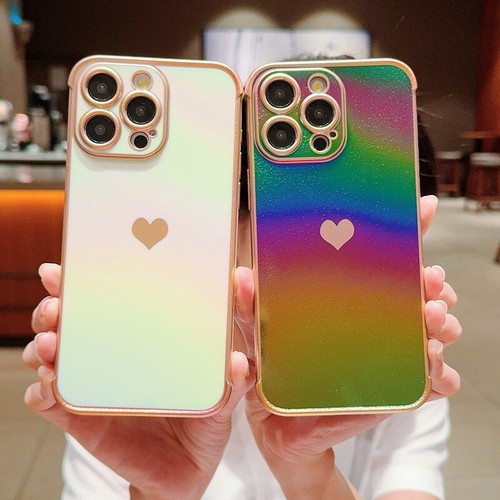 Handyhülle Für iPhone 15 Pro Max 14 13 12 Regenbogen Herz Farbverlauf Soft Cover - Picture 2 of 20