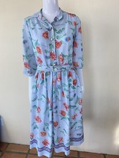 Vintage Sherri Classics Floral Poppies daisies Belted MIDI Dress 60’s Size 10