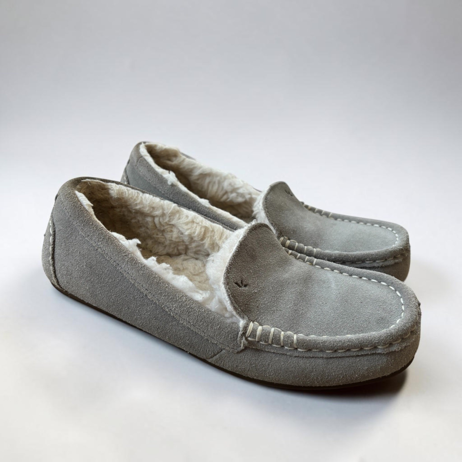 Koolaburra Ugg Womens Slippers Dove Gray Suede 7 Moccasin Fur Lined