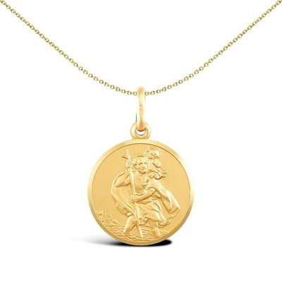 Massiver 9 kt Gold Jewelco London matt St Christophorus Medaillon Anhänger