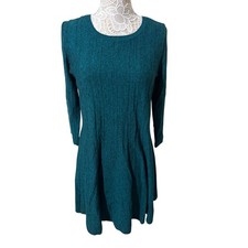 Dana Buchman Green/Blue Knit Long Sleeve Dress-Office Chic- Womens Size Large