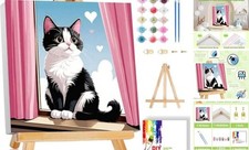 Cat Paint by Numbers Kit for Kids with Frame - Cute Cat Paint by Number BKH1653