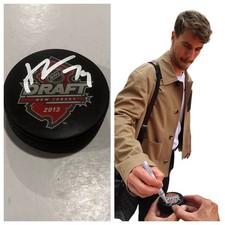 JUUSE SAROS SIGNED NASHVILLE PREDATORS 2013 NHL DRAFT HOCKEY PUCK W/ CASE COA