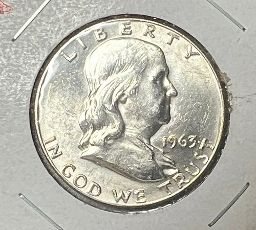 1963 D Franklin Half Dollar BU+  Uncirculated FBL  - Nice 90 % Silver
