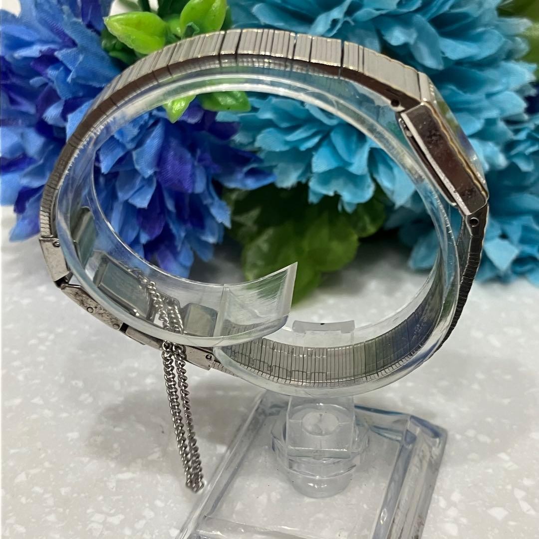 SEIKO Bangle Watch Rectangular Silver Stripe Patt… - image 2