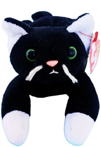 Vintage 1993 Ty Beanie Baby Zip The Cat Black & White Plush Stuffed Animal