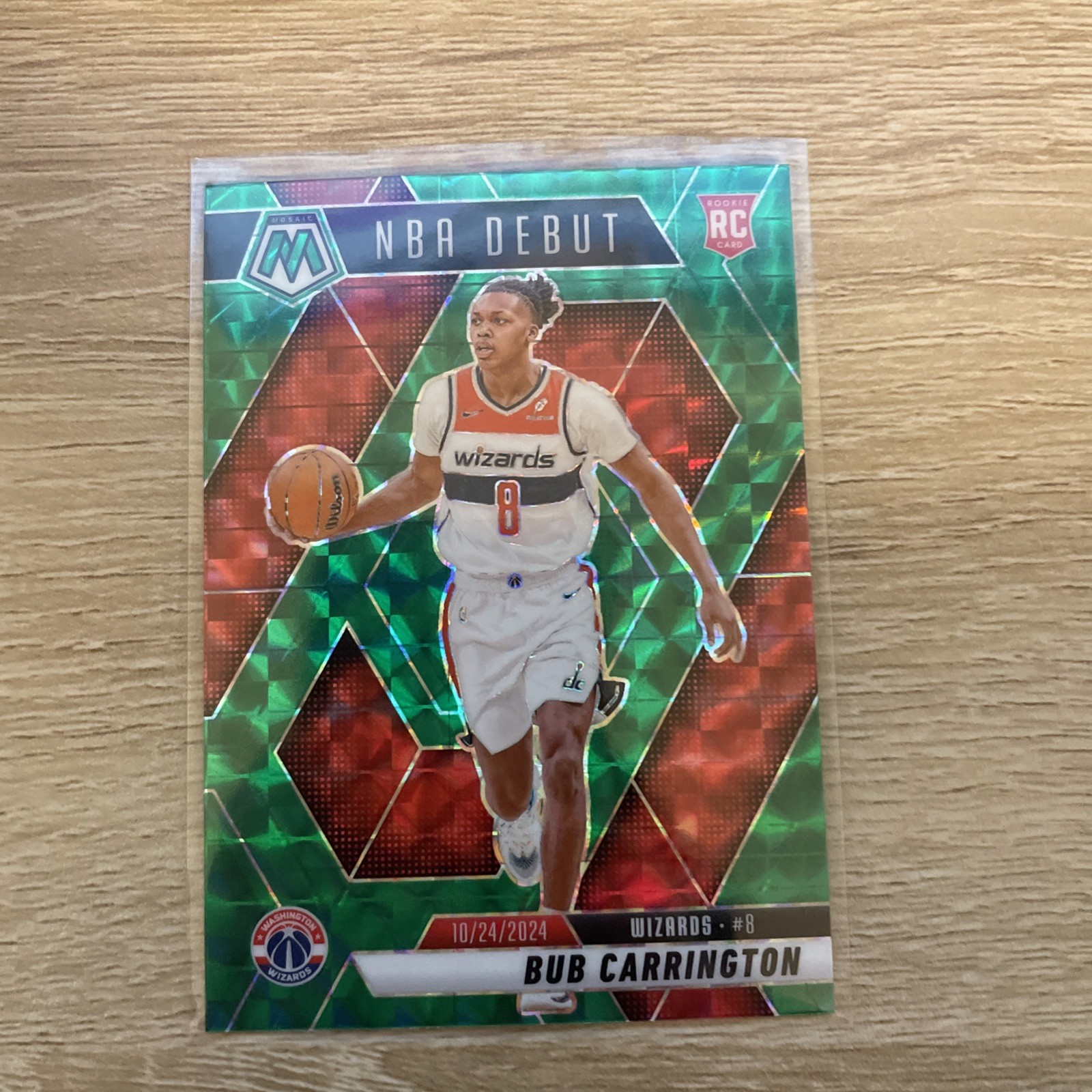 2024-25 Panini Mosaic - NBA Debut Bub Carrington #259 Green Mosaic Prizm (RC)