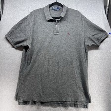 Polo Ralph Lauren Mens Polo Shirt Size XL Gray Short Sleeves Logo Button Cotton