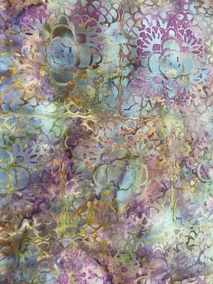 Blue Purple and Gold Batik Fabric Quilting Sewing Crafts