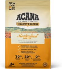 ACANA Highest Protein Grain Free Dry Dog Food Meadowland Recipe 4.5lb Bag