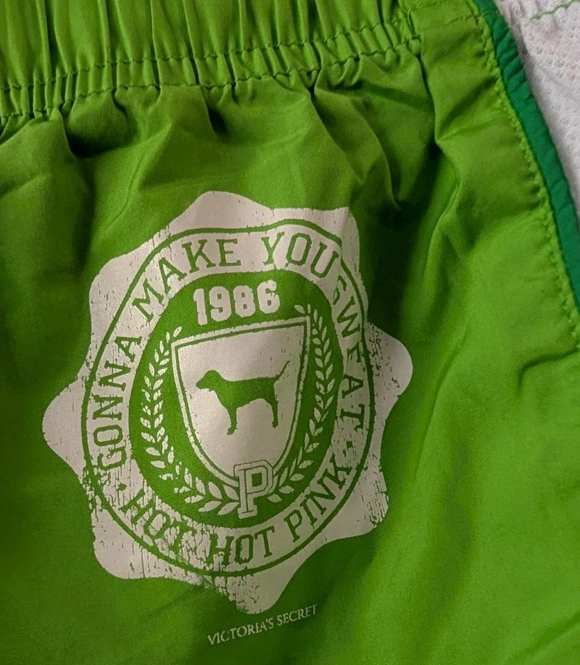 Pantalones Cortos Rosa Victoria's Secret XS Verde Blanco Pull-up Elástico Cordón Cintura Foto 4 de 4