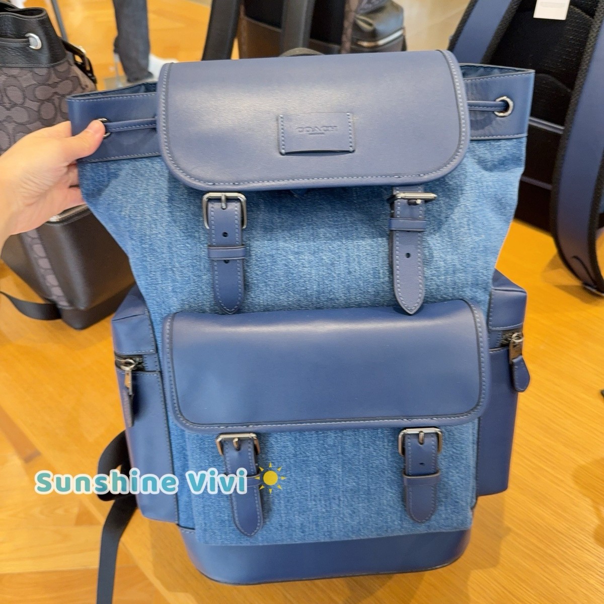 NWT Coach MEN's Sprint Backpack Signature Canvas CBI76 Denim/Deep