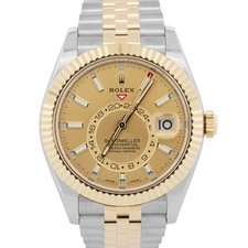 2021 PAPERS Rolex Sky-Dweller CHAMPAGNE 18K Gold Steel JUBILEE 42mm 326933 BOX