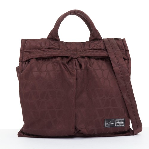 Valentino Porter Nylon Vlogo Front Pocket Crossbody Tote Bag Women Burgu One