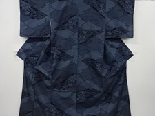7376699: JAPANESE KIMONO / ANTIQUE KIMONO / SILK / TSUMUGI / WOVEN FLOWER