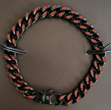 Tateossian Meccanico Bracelet with Red Enamel in Black Plated Stainless Steel