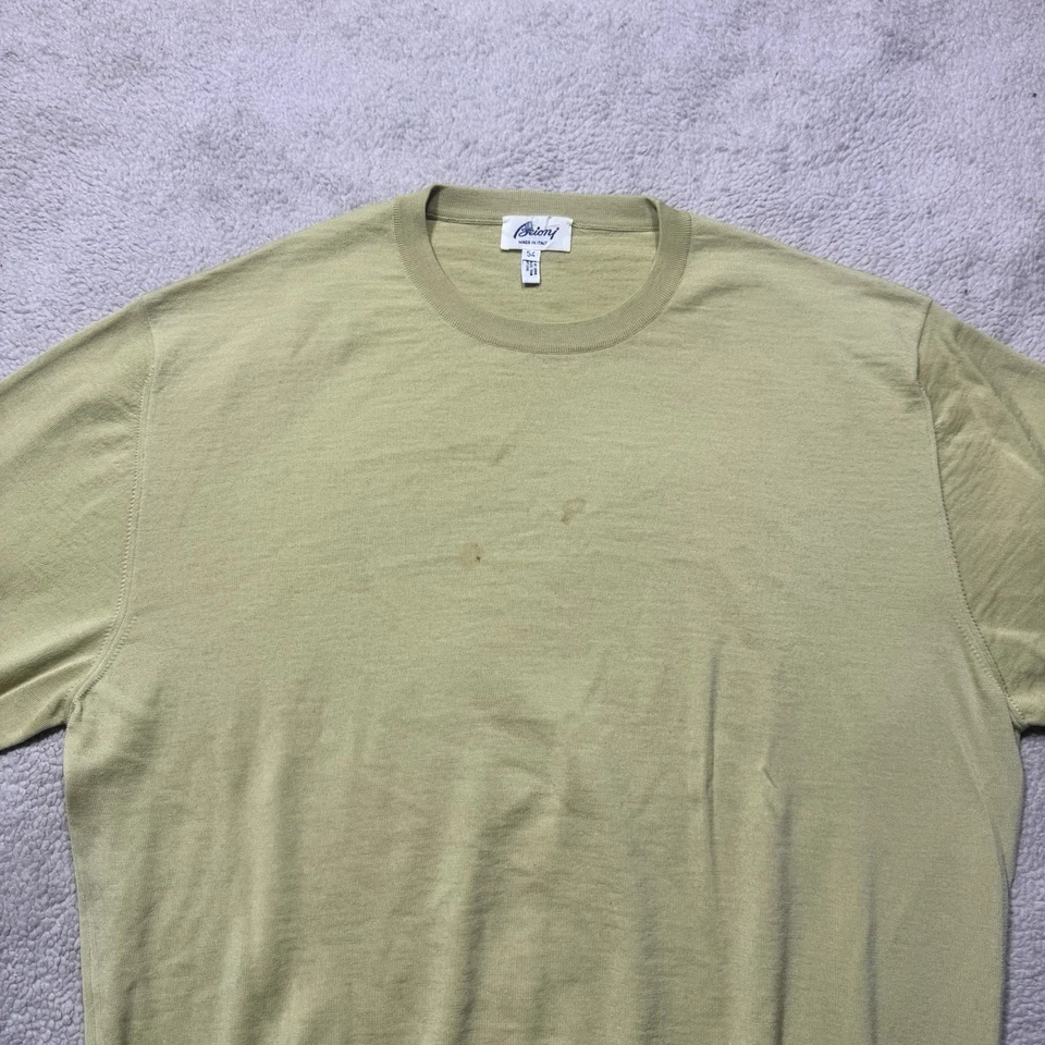 Suéter Brioni Para Hombre 54 Verde Claro Lana Extrafina Italia Tejido Manga Larga Crew Foto 3 de 4