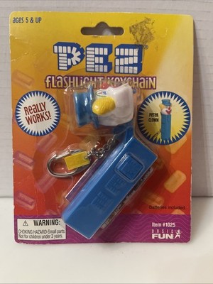 PEZ Peter Clown Flashlight Keychain Basic Fun 2003 NIP
